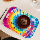 Serving Trays with Handles, 14.5 x 9.8 inch Rectangular Plastic Tray for Restaurant, Kitchen, Tie-Dye Colorful Spiral Patterns by CozyNest Decor
