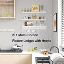 MBYD White Floating Shelves for Wall with Hooks, Nursery Book Shelves for Kids Room, 36 Inch Wall Mount Bookshelf for Living Room Bedroom Bathroom Kitchen, Hanging Picture Ledge Shelf Set of 3 by CozyNest Decor