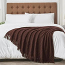 inhand Knitted Throw Blankets for Couch and Bed, Soft Cozy Knit Blanket with Tassel, Diamond Brown Lightweight Decorative Blankets and Throws, Farmhouse Warm Woven Blanket for Men and Women, 50"x60"