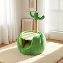 Cat Houses for Indoor Cats, Small Cat Tree with Sisal Ropes and Plush Perch, Cute Cat Bed Cave with Soft Pillow, Cactus Design by CozyNest Decor
