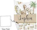 Personalized Baby Crib Bedding Set, 5-Piece Cute Dinosaur Baby Crib Sets with Custom Name, Toddler Double Layer Blanket Fitted Sheets Changing Pad Cover Rug Wall Art Set, Charming Nursery Decor by TinyTreasures Baby Boutique