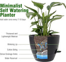 12/10/9 inch Large Self Watering Pots, Planter, Plant Pots with Mesh Drainage Holes for Indoor Outdoor Garden Plants, Plastic Flower Pots with Removable Deep Reservoir, Black by CozyNest Decor