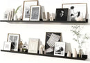 Fun Memories Picture Ledge Shelves Set of 2, 55 Inch Rustic Wall Mounted Floating Shelves with Lip for Home Storage and Décor in Bathroom, Kitchen, Nursery, Bedroom, Living Room, Black by CozyNest Decor