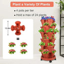 Vertical Planter, 6 Tier Stackable Strawberry Planter with Garden Tool Set, Movable Indoor/Outdoor Garden Herb Pot for Growing Vegetables and Succulents, Red by CozyNest Decor