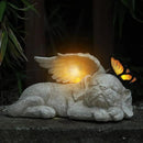 WONDER GARDEN Sleeping Dog Angel Statue with Solar Light - Pet Memorial Stone, in Memory of Dog, Marker Tribute Statues, Resin Guardian Angels, Bereavement Gift by CozyNest Decor