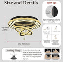 Flashing God Large Chandelier Dia 40" Black Crystal Chandelier Flush Mount Ceiling Light for Bedroom Living Room Dining Room Hallway Dimmable 3 Rings LED Celing Lighting Fixtures by CozyNest Decor