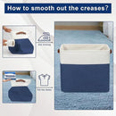 Large Fabric Storage Baskets | 50L Storage Bins, Decorative Linen Closet Baskets with Handles for Organizing, Shelf, Toys, Clothes, Home, Office, Nursery, 17x12x15Inches (Navyblue&White) by CozyNest Decor