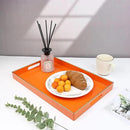 Spsyrine Orange Decorative Serving Tray with Handles, Elegant Plastic Coffee Table Tray for Ottoman, Living Room, Home Decor 15.6" X 10.2" by CozyNest Decor