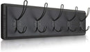 HBCY Creations Black Rustic Coat Rack Wall Mount with 5 Hooks, Solid Pine Wood 24 inch Wall Hooks for Entryway, Mudroom, Hallway, Bathroom - Vintage Farmhouse Style Wall Mounted Towel Rack by CozyNest Decor