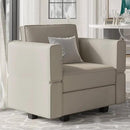 Belffin Modular Sectional Arm Chair Accent Chair with Storage Seat Single Club Chair for Apartment Velvet Grey by CozyNest Decor