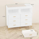GarveeHome Dresser for Bedroom with 6 Drawers, Baby Changing Table Dresser with Changing Pad, LED Lights & Charging Station, Baby Changing Station with Changing Table Top, White by TinyTreasures Baby Boutique