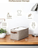 StorageWorks Narrow Storage Bins, Small Basket for Closet and Shelves, Rectangular Fabric Organizer with Handles, Toilet Paper Storage, Brown and Beige, 2-Pack by CozyNest Decor