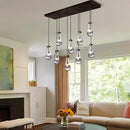 Raindrop 9-Light Chandeliers for Dining Room, Black Dining Room Lights Fixture Over Table, Teardrop Pendant Lights Kitchen Island, Adjustable Rope Hanging Lamp Ceiling for Entryway Foyer by CozyNest Decor