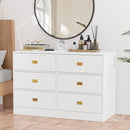 Dresser for Bedroom with 6 Drawers, Changing Table Dresser with Power Outlets, Soft Changing Pad & Removable Top, Baby Dresser with Changing Table Top for Nursery, White by TinyTreasures Baby Boutique