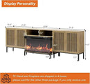 3-Sided Glass Farmhouse Fireplace TV Stand for TVs Up to 100 Inch, Entertainment Center with 36" Electric Fireplace, Oak TV Console with Storage Cabinets for Living Room by CozyNest Decor