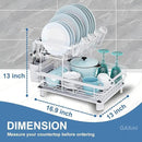 GAXmi Dish Drying Rack Over The Sink Drainer with Drainboard Utensil Holder Cup Holder, 2-Tier White by CozyNest Decor