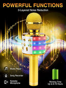 BlueFire 4 in 1 Karaoke Wireless Microphone with LED Lights, Portable Microphone for Kids, Great Gifts Toys for Kids, Girls, Boys and Adults (Gold) by TinyTreasures Baby Boutique