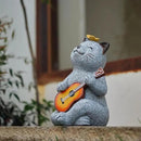 Cat Garden Statue Outdoor Decor, Cat Sculpture with Guitar and Butterfly for Yard Lawn Patio Balcony, Birthday Housewarming Gifts for Mom, Grandma, Women, 8.8 inch, Resin by CozyNest Decor