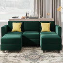 Belffin Modular Sectional Sofa with Double Chaise Velvet U Shaped Sofa Reversible Sectional Couch with Storage Green by CozyNest Decor
