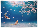 Japanese Koi Fish Tapestry, Cherry Blossoms Asian Oriental Blue Floral Branch Koi Fish Carp Tapestries Wall Hanging for Bedroom Living Room Office Decor 60"x50" by CozyNest Decor
