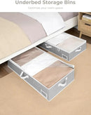 StorageWorks Large Under Bed Storage Containers with Handles and Label Holder, 2 Pack Ultra-thick Fabric Underbed Bins, Closet Organizer for Clothes, Blankets, Sweater by CozyNest Decor