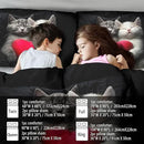 Cute Cat Comforter Set Twin,Kawaii Cat Bedding Set for Girls,Cute Animal Comforter Red Love Heart Bedding Decor,Kawaii Farm Animal Quilt Patterns Kids and Adults by CozyNest Decor