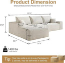 108" Sectional Couches for Living Room Modern Modular Sofa with L-Shape Couchs Upholstered Boneless Couch Deep Seat Sectional Couch with Chaise (White, Left Facing Chaise+2Seaters) by CozyNest Decor