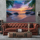 keowhsf Beach Sunset Ocean Tapestry – Tropical Palm Trees Wall Decor with Warm Orange Sky, Summer Seaside Landscape Wall Hanging for Bedroom Living Room Dorm by CozyNest Decor