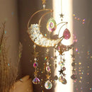 Crystal Suncatcher Hanging Moon Sun Light Catcher with Glass Prisms for Window Natural White Spar Crystal Decor Home Indoor Making Rainbows by GreenHaven Gardens