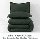 Litanika Forest Green Comforter Full Size, 3 Pieces Lightweight Solid Bedding Set, All Season Fluffy Bed Set (79x90In Comforter & 2 Pillowcases) by CozyNest Decor