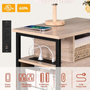 Side Tables with Charging Station, Narrow End Table with 2 Wooden Drawers, USB Ports and Power Outlets, Narrow Nightstand and Bedside Table, Side Tables Living Room, Bedroom, Greige by TinyTreasures Baby Boutique