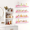 4 Pack 15 Inch Pink Acrylic Shelves, Kids Floating Bookshelf for Kids Room, Modern Nail Polish Rack Sunglasses Essential Oil Picture Ledge Display Toy Storage Wall Shelf by TinyTreasures Baby Boutique