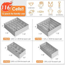 12 Pack Sock Underwear Drawer Organizer Dividers, 116 Cells Fabric Foldable Dresser Closet Organizers and Storage Bins for Baby Clothing, Women Men Underwear Socks, Bra, Ties, Scarf by CozyNest Decor