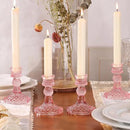 12Pcs Pink Candlestick Holders Set- 4" H Taper Candle Holders Bulk, Glass Candle Holders for Wedding, Party, Romantic Dinner Table Centerpieces, Festival Gifts & Windowsill Decor by CozyNest Decor
