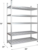 Amazon Basics 4000IBS Heavy Duty Adjustable Storage Shelving Unit, 5 Shelf, High-Grade Aluminum, Silver, 60 x 24 x 78 Inch by GreenHaven Gardens