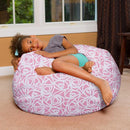 Posh Creations Bean Bag Chair for Kids, Teens, and Adults Includes Removable and Machine Washable Cover, Canvas Roses Pink, 38in - Large by TinyTreasures Baby Boutique