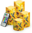 Ystardream Flameless Candle Valentine Candles Hummingbird Unity Candles for Wedding Ceremony Set with Remote and Timer Battery Operated Realistic LED Window Candles Dinner Wedding Sunflower Print by GreenHaven Gardens