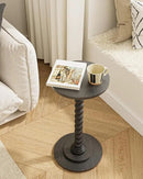 Masupu Round Side Table, Small End Table for Small Spaces, Pedestal Drink Table with Solid Wood Leg for Living Room, Bedroom, Corners(Black) by CozyNest Decor