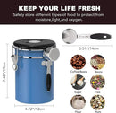ShanSon Coffee Canister Airtight Coffee Container Stainless Steel Coffee Bean Storage Container with CO2 Release Valve and Scoop Coffee Canister for Beans,Grounds,Sugar,Flour,Tea,Cereal,22OZ,Blue by CozyNest Decor