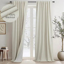 Neutral Blackout Nursery Curtains 102 Inches Long for Living Room Divider 2 Panel Weather Blocking Light Lightweight Blackout Curtains for Sliding Doorway Bedroom Darkening Tan Beige Thick Linen Drape by CozyNest Decor