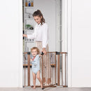 Mom's Choice Award Winner-BABELIO 26-40 Inch Metal Baby Gate with Wood Pattern, Easy Install Pressure Mounted Dog Gate, Ideal for Stairs and Doorways, with Wall Protectors and Extension Kits by TinyTreasures Baby Boutique