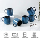 Hasense Espresso Cups 8 oz, Small Coffee Cups Set of 6, Ceramic Mugs with Handle for Coffee, Tea, Cappuccino and Mocha, Dishwasher & Microwave Safe, Blue by CozyNest Decor