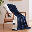 Sealy Electric Blanket Throw Size 50"*60",Super Cozy Flannel to Sherpa Reversible Heated Blanket Throw with 6 Heating Levels & 2-10 Hours Auto Off Overheating Protection Machine Washable,Navy by CozyNest Decor