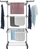 Bigzzia Clothes Drying Rack Folding Drying Rack Clothing 4 Tier Clothes Horses Rack Stainless Steel Laundry Drying Rack with Two Side Wings Grey by TinyTreasures Baby Boutique