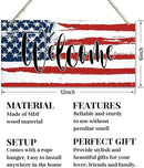 Welcome Decor Sign, Hanging Wood Sign Home Decorative, Printed Wood Wall Art Sign, American Flag Welcome Sign, Patriotic Home Decor, Front Door Decor Sign, Farmhouse Porch Wall Art Sign 12 * 6inch by CozyNest Decor