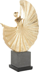 Deco 79 Polystone Dancer Decorative Sculpture Ballet Home Decor Statue with Elevated Black Base, Accent Figurine 11" x 4" x 17", Gold by CozyNest Decor