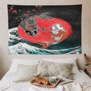Houselerax Koi Fish Tapestries,Japanese Style Yin Yang Big Wave Cherry Blossoms Tapestry Wall Hanging for Bedroom Living Room Office Decor 90"x60" by CozyNest Decor