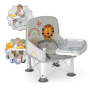 Baby Travel Booster Seat with Double Tray, BabyBond Upgraded Toddler Portable Baby Chair, Booster Seat for Dining Table, Stable and Foldable Booster Baby Chair for Indoor/Outdoor (Grey Lion) by TinyTreasures Baby Boutique