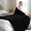 BENVWE Faux Fur Throw Blanket for Couch - Thickened Fluffy Soft Bubble Blanket for Living Room Home Decor - Fathers Day Birthday Gifts for Women Men, Black, 50" x 60",1300GSM by CozyNest Decor
