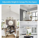 XINGQI 6-Light Modern Farmhouse Chandelier Brushed Nickel, 21.7'' Drum Ceiling Light Fixture for Living Dining Room Over Table with Round Metal Shade Pendant Lighting by CozyNest Decor